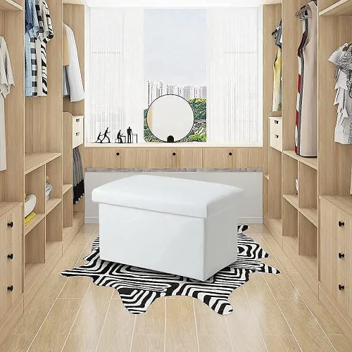 Vista 6 de FS-LN01, organizador para almacenamiento de ropa, con revestimiento, plegable, tipo Ottoman, cubo con escalón para descansar los pies, para living
