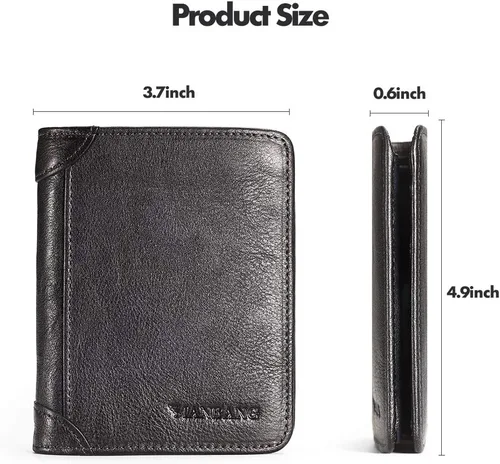 Vista 7 de MANBANG - Funda de piel sintética para hombre, con ventana de identificación y tarjetero