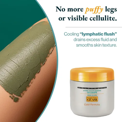 Vista 2 de GUAM Fórmula anticelulítica para el frío, envoltura corporal de algas marinas para celulitis, arcilla tensora de la piel para celulitis corporal e