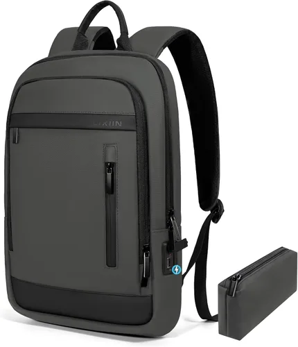 Vista 9 de Mochila de negocios para hombres antirrobo resistente al agua mochila de desplazamiento para portátil de 15.6 pulgadas para el trabajo diario, Negro