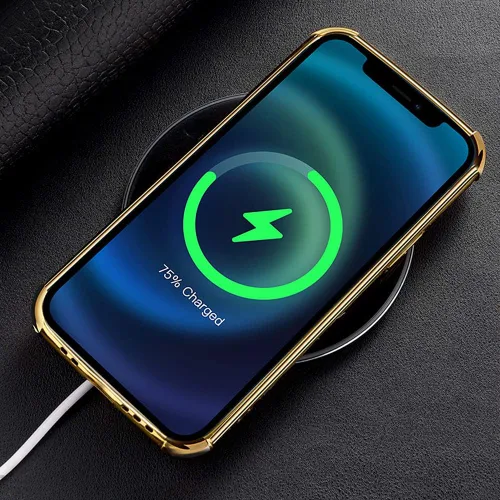 Vista 7 de Guppy Compatible con iPhone 15 Pro Max - Funda protectora de piel de cocodrilo de lujo, borde dorado, rotación de 360 grados para mujer, funda