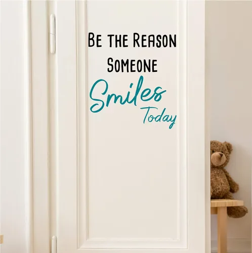 Vista 2 de Be The Reason Someone Smiles Today - Calcomanías de pared con citas inspiradoras, calcomanías de vinilo para dormitorio, sala de estar, escuela
