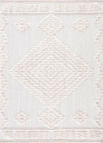 Vista 12 de Hauteloom Aria - Alfombra para sala de estar y dormitorio, con borde geométrico de medallón de diamante, envejecida, bohemio, transicional, tribal