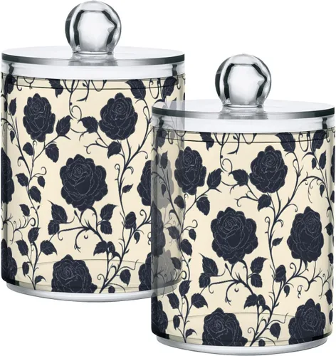 Vista 25 de Juego de 2 dispensadores de bastoncillos de algodón de mármol turquesa, recipiente de almacenamiento para baño, tapa de plástico acrílico, frasco