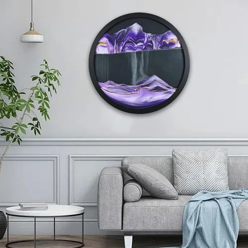 Vista 11 de BBYYT Arte de Arena en Movimiento, Escultura Giratoria Montada en Pared, Arte de Pared Paisaje de Mar Profundo para Decoración de Habitación, Marco