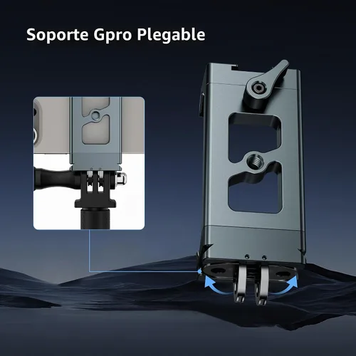 Vista 7 de Soporte de trípode de metal para teléfono, adaptador de puerto Arca y cámara de acción, adaptador de trípode ajustable para teléfono celular