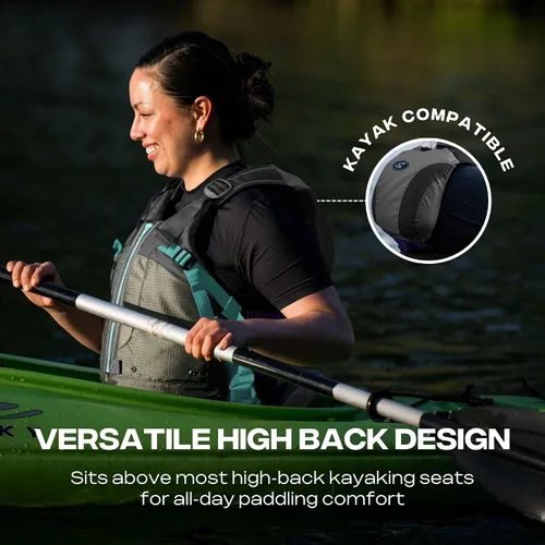 Vista 6 de Stohlquist Chaleco salvavidas PFD para mujer, 8 puntos de ajuste para un ajuste definitivo, carcasa exterior Ripstop, flotación de espalda alta, Gris