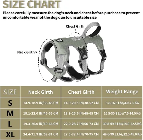 Vista 2 de FEimaX Arnés para perro sin tirones, chaleco acolchado suave para perro con 3 clips para la correa y asa de fácil control, reflectante ajustable sin