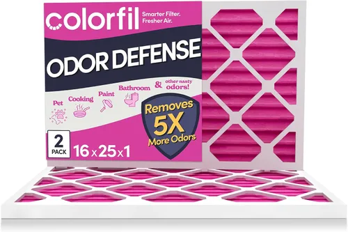 Vista 7 de Colorfil - Filtro de aire de 12 x 12 x 1 pulgadas, filtros que cambian de color para olores de gatos y perros, filtro de aire acondicionado MERV 8