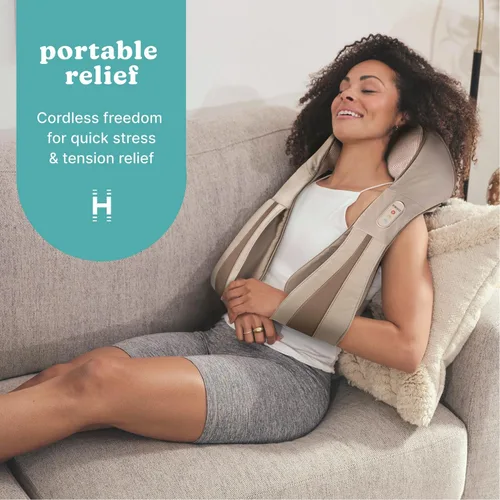 Vista 2 de HoMedics Masajeador Shiatsu Deluxe para Cuello y Hombros con Calor, 3 Velocidades, Cambia de Dirección, Amasamiento Muscular para Espalda y Piernas