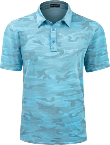 Vista 162 de TAPULCO Camisetas tipo polo de secado rápido para hombre, diseño de camuflaje, atléticas, ligeras, transpirables, casuales, para golf