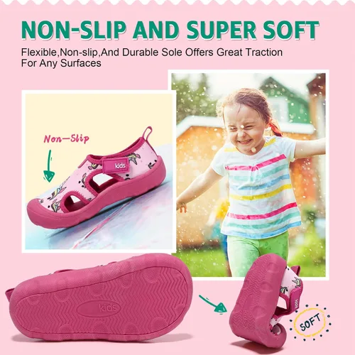 Vista 5 de Zapatos de agua para niños y niñas, de secado rápido, con puntera ancha, bonitos zapatos para la playa y la piscina (niños pequeños)