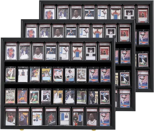 Vista 11 de Verani Vitrina para Tarjetas de Béisbol Deportivo - 8 Marcos de Tarjeta Graduados - Vista Cristalina Clara, Protección UV, Gabinete de Pared Negro