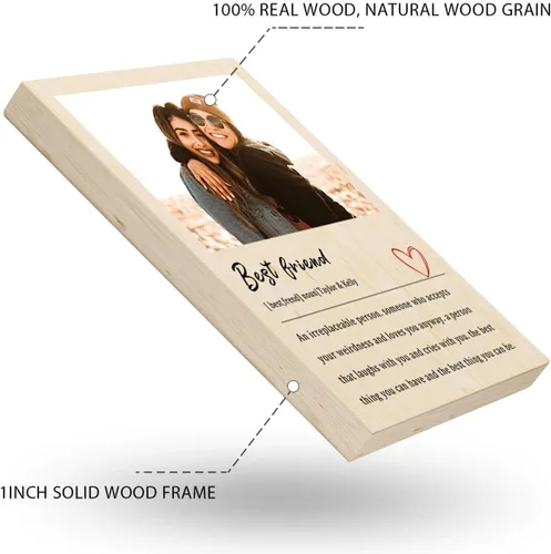 Vista 5 de Regalos de cumpleaños de mejor amiga para mujeres, regalos personalizados para mejor amiga hermana, impresiones de madera personalizadas con fotos
