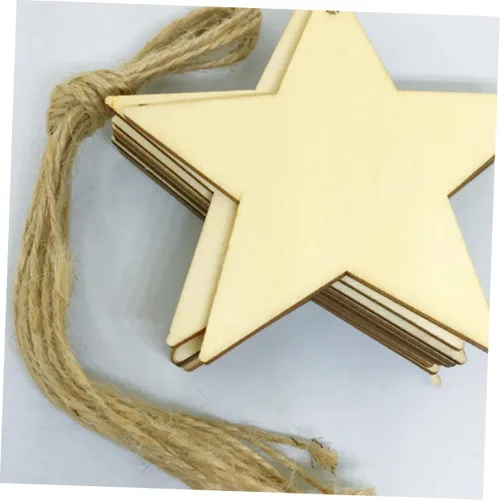 Vista 7 de EXCEART Recortes de estrella de madera sin terminar decoración de estrella de 5 puntas para proyectos de fabricación de joyas en el hogar