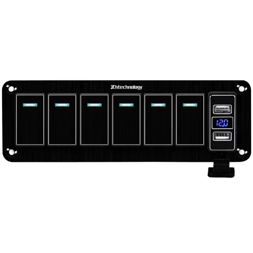 Vista 15 de Panel de interruptor basculante de aluminio de 2 vías, impermeable, precableado con retroiluminación azul, interruptor de palanca