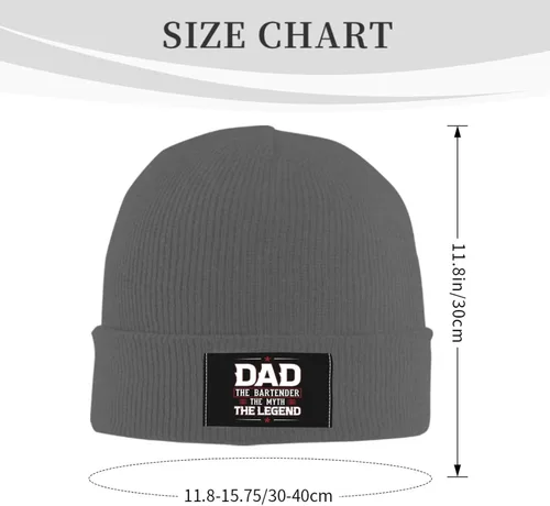 Vista 3 de LIICHEES Dad The Bartender The Myth Thelegend Beanie Hat for Men Women Hats Warm Cozy Knitted Caps Black Skull Cap