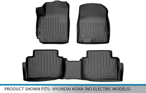 Vista 5 de MAXLINER - Juego de tapetes de piso de ajuste personalizado de 2 filas compatibles con Hyundai Kona 2018-2023