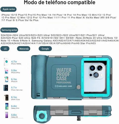 Vista 6 de Prenda impermeable profesional de la caja del teléfono del buceo de buceo Verde azulado