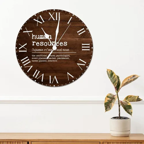 Vista 3 de ArogGeld Definición de recursos humanos, reloj de PVC, frases motivacionales, sin marco, números romanos, significado de 12 pulgadas, silencioso