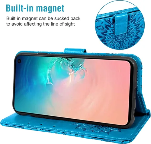 Vista 4 de Funda de teléfono para Samsung Galaxy S10e Cartera con protector de pantalla de vidrio templado, funda magnética de cuero, soporte para tarjetas