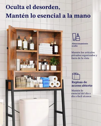 Vista 4 de Kitsure Gabinete de almacenamiento sobre el inodoro, gabinete de 64.4