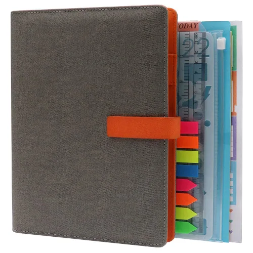Vista 30 de HXRTANGS A5 Refillable Notebook, Ring Binder Journal Personal Organizer with Lined Paper + Planner Stickers + Subject Dividers + Index Tabs +