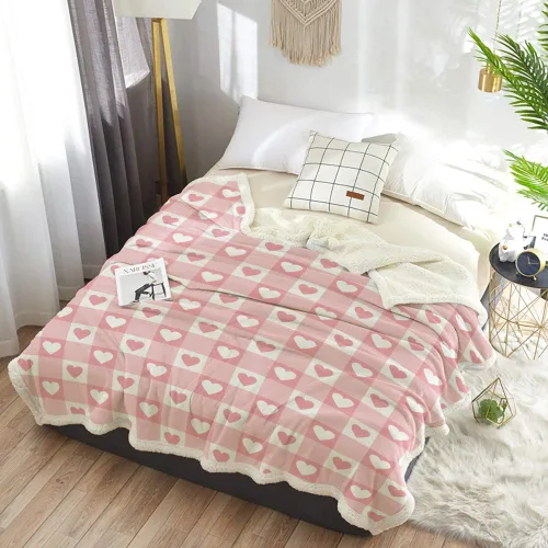 Vista 6 de Chic D Sherpa Manta de cama (fleece) Día de San Valentín Sweetheart, ultra suave, manta para sofá para mujeres/niños, color rosa y blanco
