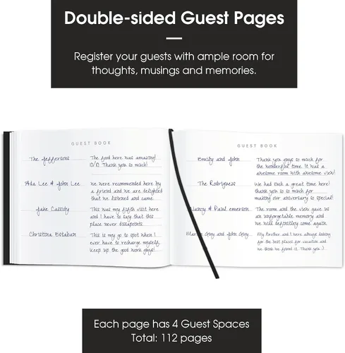 Vista 3 de Useful Co. Guest Book for Party, Sign In Book, Leather Cover - Black Negro