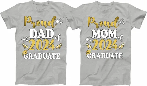 Vista 6 de Grad Shirts, Senior Class of 2025, Graduation Class of 2025 Gold Family Proud MOM DAD Graduate Tees Custom T-Shirt.