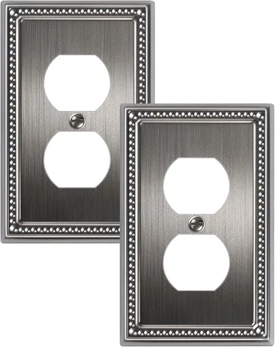 Vista 158 de Paquete de 2 cubiertas de placa de interruptor de luz de doble palanca, cubiertas decorativas de placa de doble interruptor Pearls, placa de pared