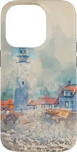Vista 17 de iPhone 16 Artistic Lighthouse Painting Case