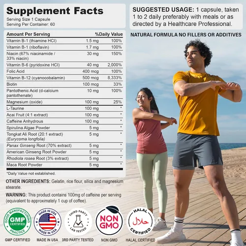 Vista 4 de ViMulti X-Energy Complejo Vitamina B Extra Strength con Acai - 60 cápsulas