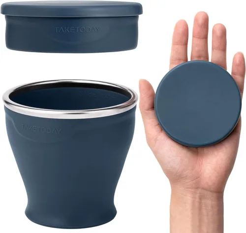 Vista 14 de TakeToday Vaso plegable de 8 oz, paquete de 2 para viajes, azul y melocotón Melocotón azul y Lowcountry