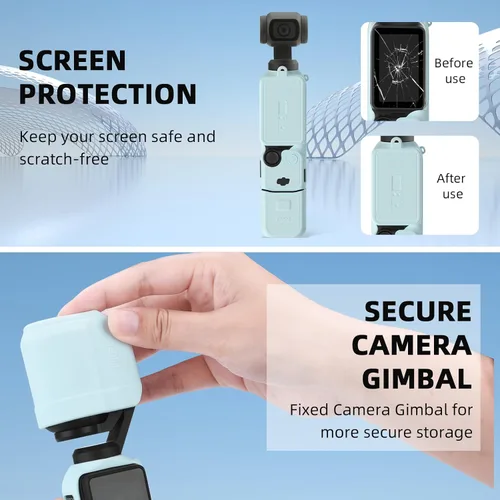 Vista 3 de BRDRC Funda de silicona Pocket 3, estuche protector lente protector antiarañazos compatible con DJI OSMO Pocket 3 Combo para creadores Accesorios