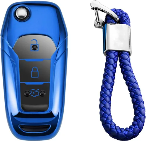 Vista 13 de Funda de llave de mando de coche de silicona suave con textura de fibra de carbono para Ford EcoSport Escort Explorer F-150 F-250 F-350 F-450 F-550