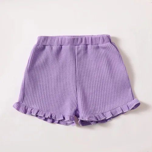 Vista 5 de Mioglrie Ropa para bebé niña con volantes y pantalones cortos, conjunto de ropa para niñas pequeñas
