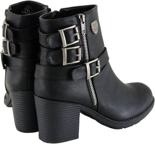 Vista 7 de Milwaukee MBL9405 - Botas cortas de cuero para mujer, con cremallera lateral y triple hebilla de ajuste