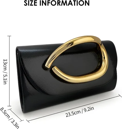 Vista 4 de MYHOZEE Bolso de mano para mujer, de cuero vegano, formal, elegante, para boda, bolso de mano de moda, con asa dorada