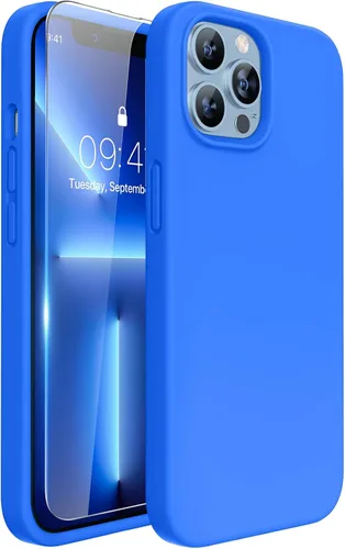 Vista 29 de Miracase Funda diseñada para iPhone 13 Pro Max con protector de pantalla, [forro de microfibra suave antiarañazos], funda protectora de silicona