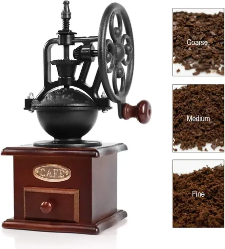 Vista 5 de Molinillo de café manual, estilo vintage IMAVO 【Gran regalo】 Molinillo de café de madera, molinillo de grano de rodillo, molinillos de café