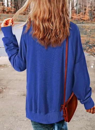 Vista 170 de SHEWIN Sudadera casual de manga larga con cuello redondo para mujer, ligera, holgada