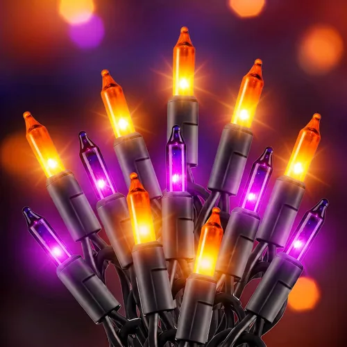 Vista 9 de Guirnalda de luces incandescentes púrpura de 20 pies para decoración de fiesta