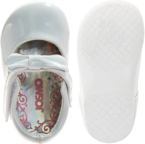 Vista 4 de Josmo Baby-Girl's Walking Kids Mary Jane Flats-Formal Dress Shoes Newborn Infant Walker Moccasins Crib Bow Knot First Step Patent Slip-On Christening