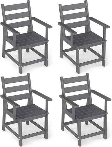 Vista 24 de GREENVINES Silla de comedor al aire libre HDPE, sillas sin brazos, negro