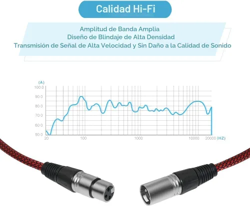 Vista 2 de Cable XLR de 6 pies macho a hembra, cable de micrófono XLR de 3 pines MIC DMX cable de conexión