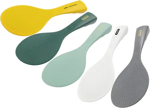 Vista 2 de Hitefu Cuchara de arroz antiadherente, cuchara de arroz de pie de silicona, espátula profesional para servidor de papas resistente al calor