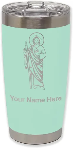 Vista 26 de LaserGram Vaso aislado al vacío de 20 onzas, Saint Jude, grabado personalizado incluido (negro)