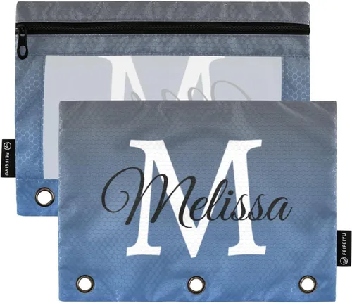 Vista 24 de Estuche para lápices personalizado degradado morado para 3 anillas, bolsa de lápices personalizada con cremallera, estuche transparente