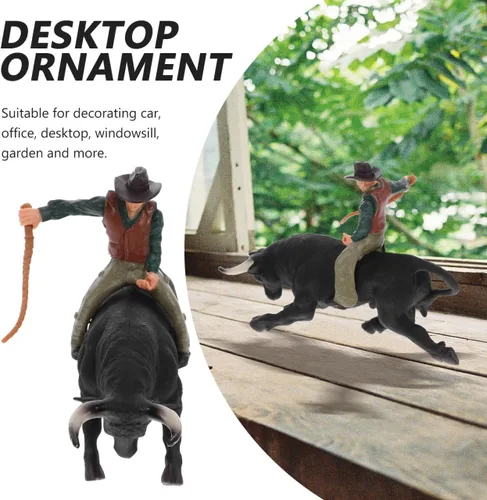 Vista 3 de Toyvian Simulación Western Bull Modelo Adorno Estático Torero Matador Juguete Decoración de Escritorio para Niños Juego Educativo 6.29X4.52X1.57In